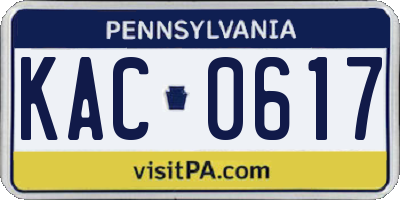 PA license plate KAC0617
