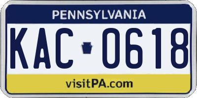 PA license plate KAC0618