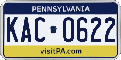 PA license plate KAC0622