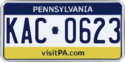 PA license plate KAC0623