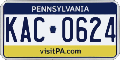 PA license plate KAC0624