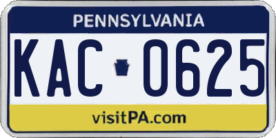 PA license plate KAC0625