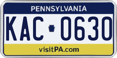 PA license plate KAC0630