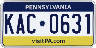 PA license plate KAC0631