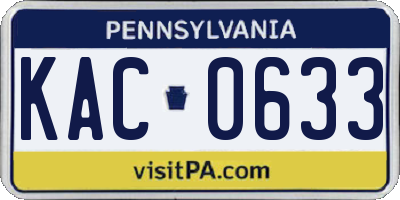 PA license plate KAC0633