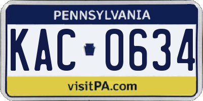 PA license plate KAC0634