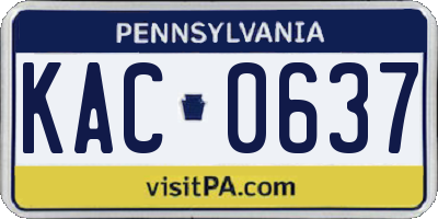 PA license plate KAC0637