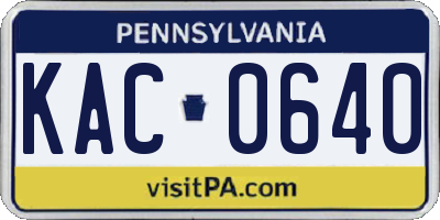 PA license plate KAC0640