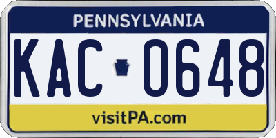 PA license plate KAC0648