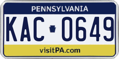 PA license plate KAC0649