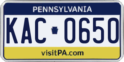 PA license plate KAC0650