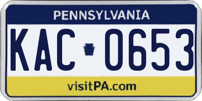 PA license plate KAC0653