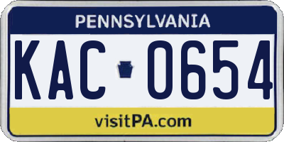 PA license plate KAC0654