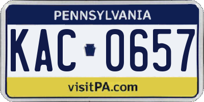 PA license plate KAC0657