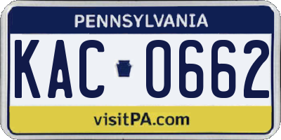 PA license plate KAC0662