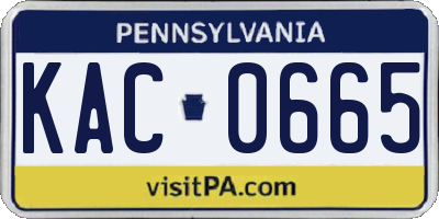 PA license plate KAC0665