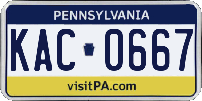 PA license plate KAC0667