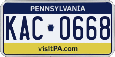 PA license plate KAC0668