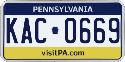 PA license plate KAC0669