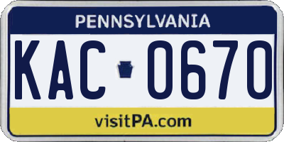 PA license plate KAC0670