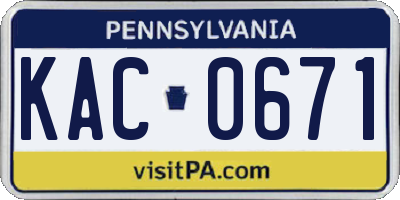 PA license plate KAC0671
