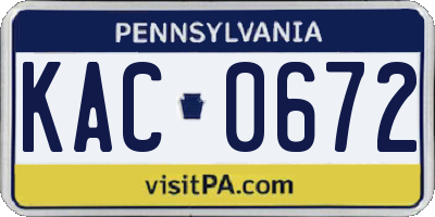 PA license plate KAC0672