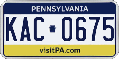 PA license plate KAC0675