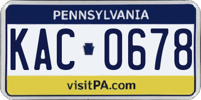 PA license plate KAC0678