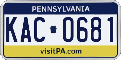 PA license plate KAC0681