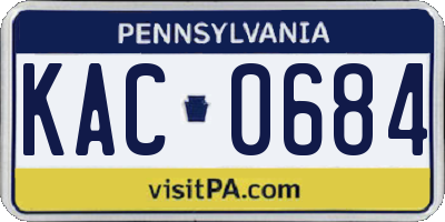 PA license plate KAC0684