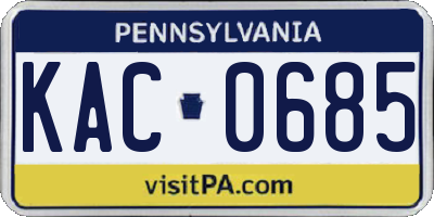 PA license plate KAC0685