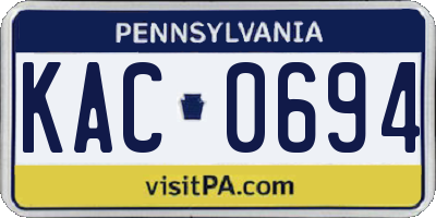 PA license plate KAC0694