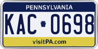 PA license plate KAC0698
