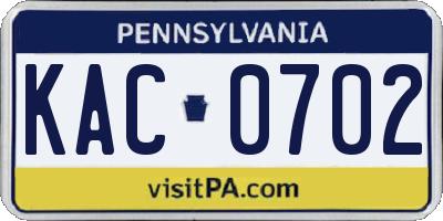 PA license plate KAC0702