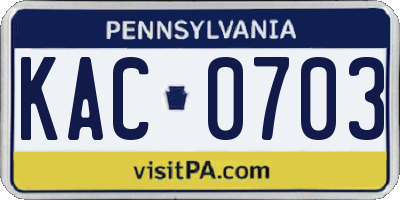 PA license plate KAC0703