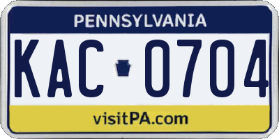 PA license plate KAC0704