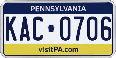 PA license plate KAC0706
