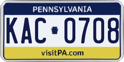 PA license plate KAC0708