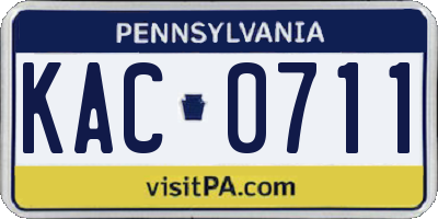 PA license plate KAC0711