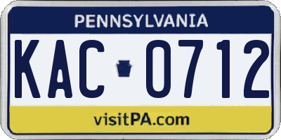 PA license plate KAC0712