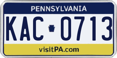 PA license plate KAC0713