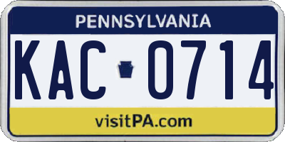 PA license plate KAC0714