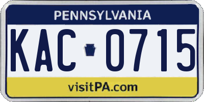 PA license plate KAC0715