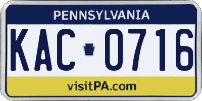 PA license plate KAC0716