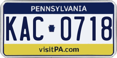 PA license plate KAC0718