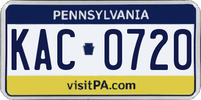 PA license plate KAC0720