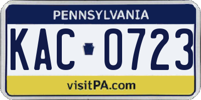 PA license plate KAC0723