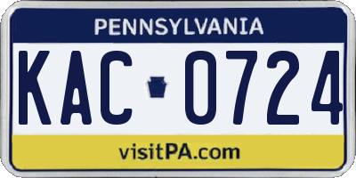 PA license plate KAC0724