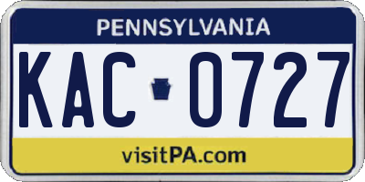 PA license plate KAC0727