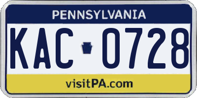 PA license plate KAC0728